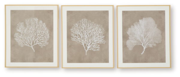 Hendridge - Taupe / White - Wall Art Set (Set of 3)