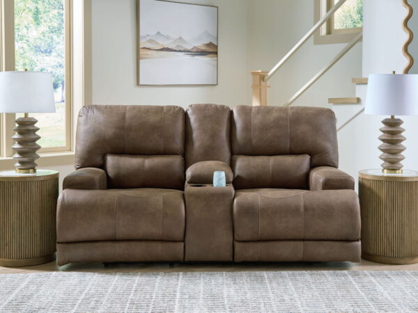 Beckley Place - Earth - Power Reclining Loveseat With Console / Adjustable Headrest - Image 4