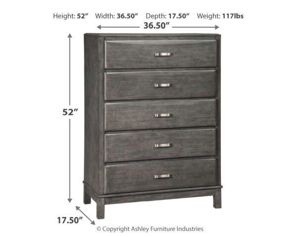 Caitbrook - Gray - Five Drawer Chest - Image 3