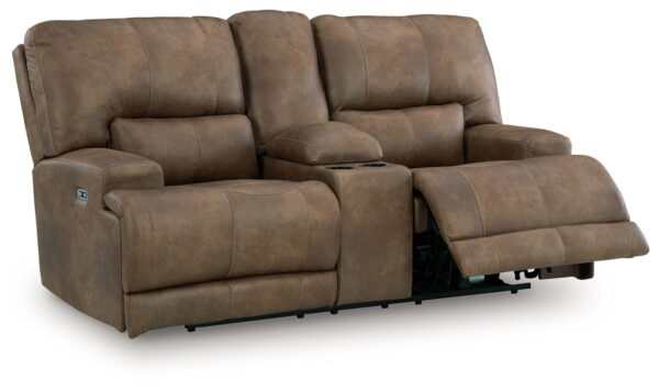 Beckley Place - Earth - Power Reclining Loveseat With Console / Adjustable Headrest - Image 3