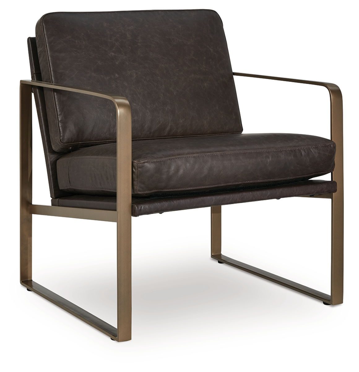 Bradett - Dark Brown / Gold Finish - Accent Chair