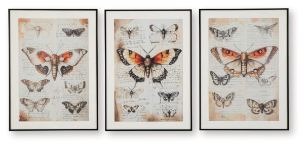 Jossletts - Orange / Black / Ivory - Wall Art Set (Set of 3)