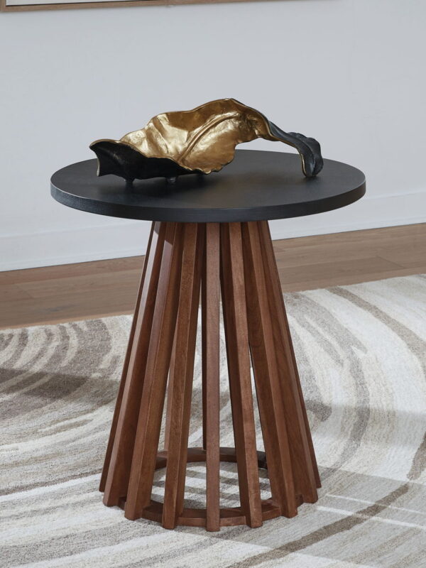 Kallari - Warm Brown / Black - Round End Table - Image 3