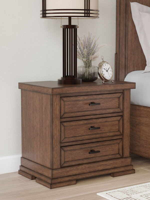 Taffenbrook - Medium Brown - Three Drawer Night Stand - Image 3