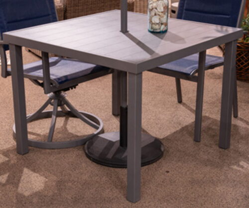 Rocky Creek - Gray - Square Dining Table With Umbrella Option
