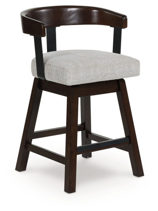 Haddigan - Dark Brown - Upholstered Swivel Barstool (Set of 2) - Image 2