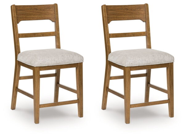 Cabalynn - Oatmeal / Light Brown - Upholstered Barstool (Set of 2)