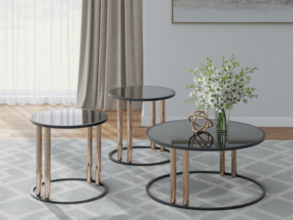 Hannerly - Black / Gold Finish - Occasional Table Set (Set of 3) - Image 3