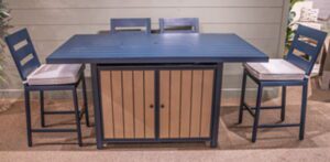 East Beach - Blue - Rectangular Bar Table With Fire Pit