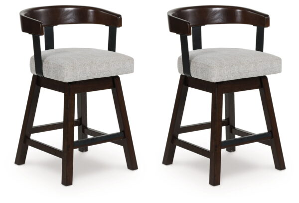 Haddigan - Dark Brown - Upholstered Swivel Barstool (Set of 2)
