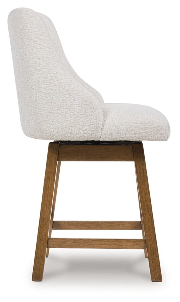 Cabalynn - Oatmeal / Light Brown - Upholstered Swivel Barstool (Set of 2) - Image 2