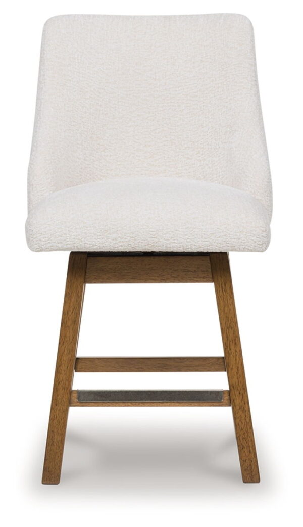 Cabalynn - Oatmeal / Light Brown - Upholstered Swivel Barstool (Set of 2) - Image 3