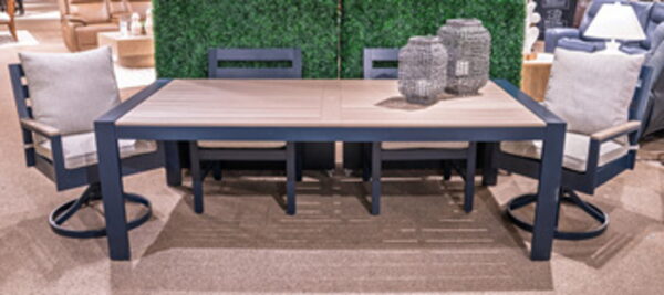 East Beach - Blue - Rectangular Dining Table With Umbrella Option
