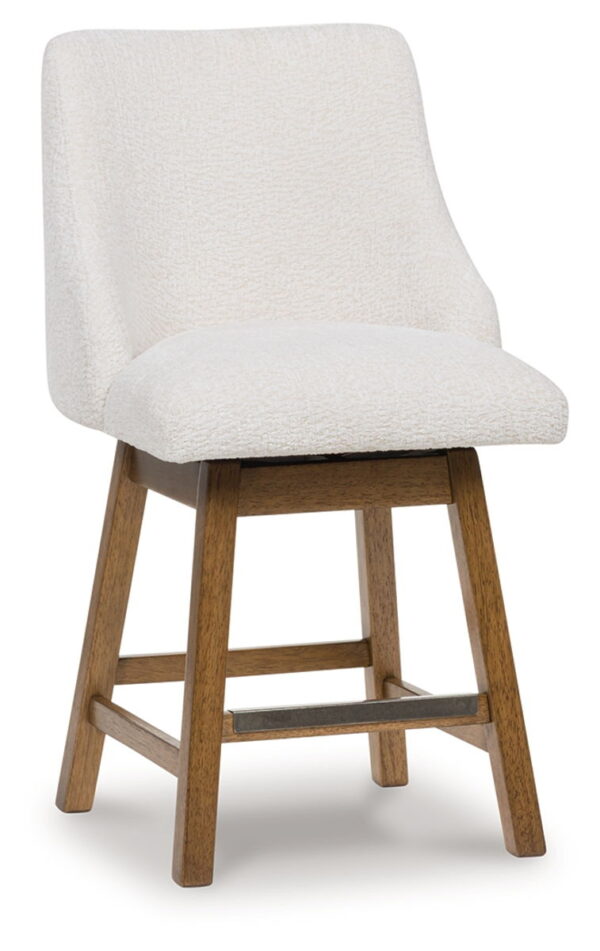 Cabalynn - Oatmeal / Light Brown - Upholstered Swivel Barstool (Set of 2) - Image 4