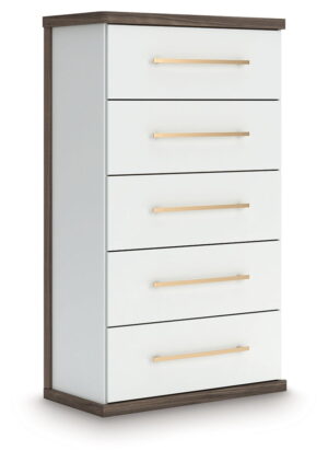 Kendanport - Brown / White - Five Drawer Chest